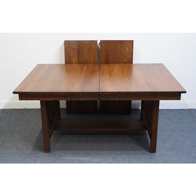 Brown Canadel Furniture Solid Oak Mission Style Arts & Crafts 102" Trestle Dining Table 8020bc-Bra000-Pta - Made in Canada For Sale - Image 8 of 13