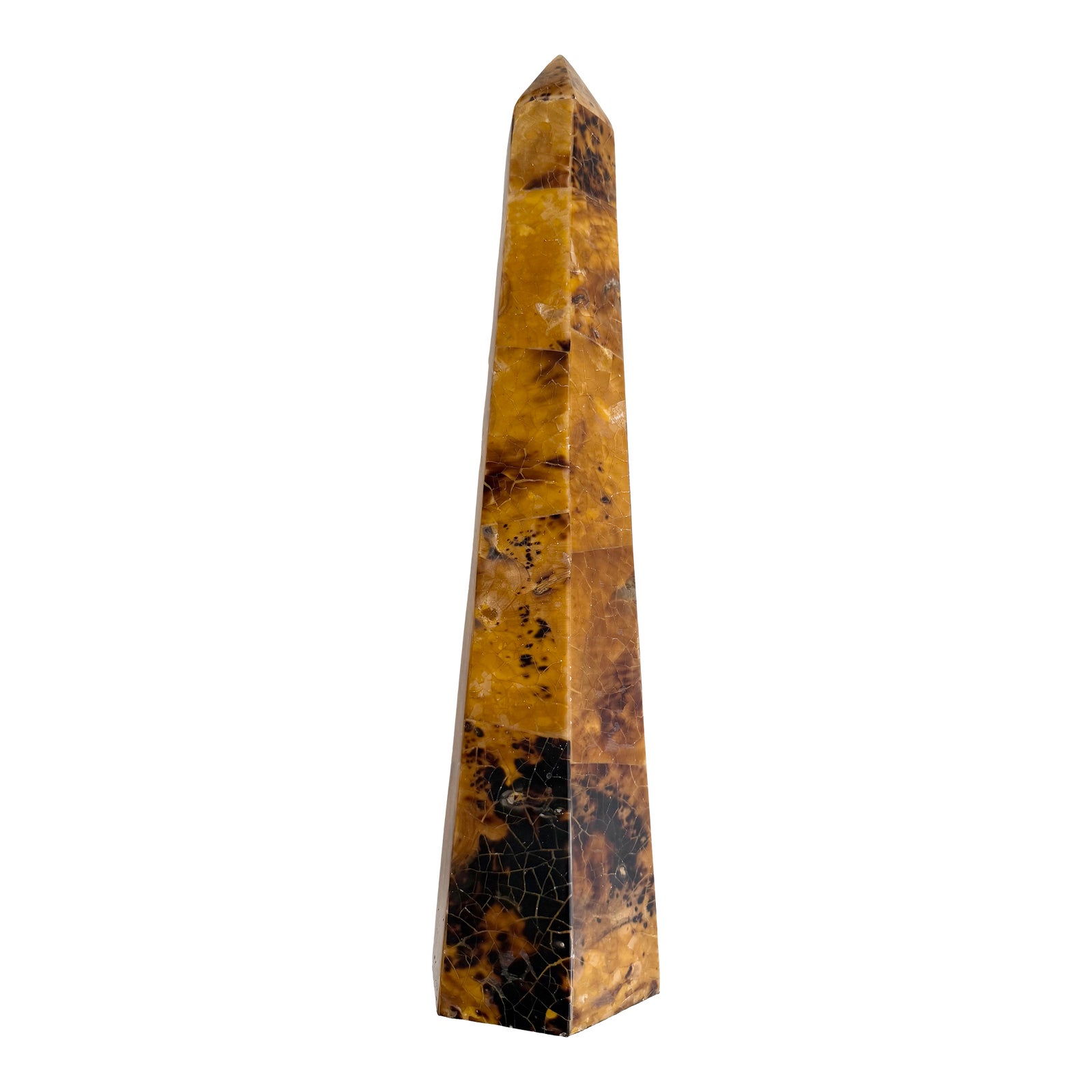 Brown Faux Tortoise Shell Obelisk | Chairish