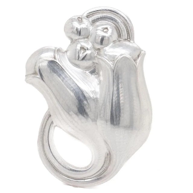 Georg Jensen Vintage Georg Jensen Sterling Silver Tulip Brooch No. 100b For Sale - Image 4 of 11