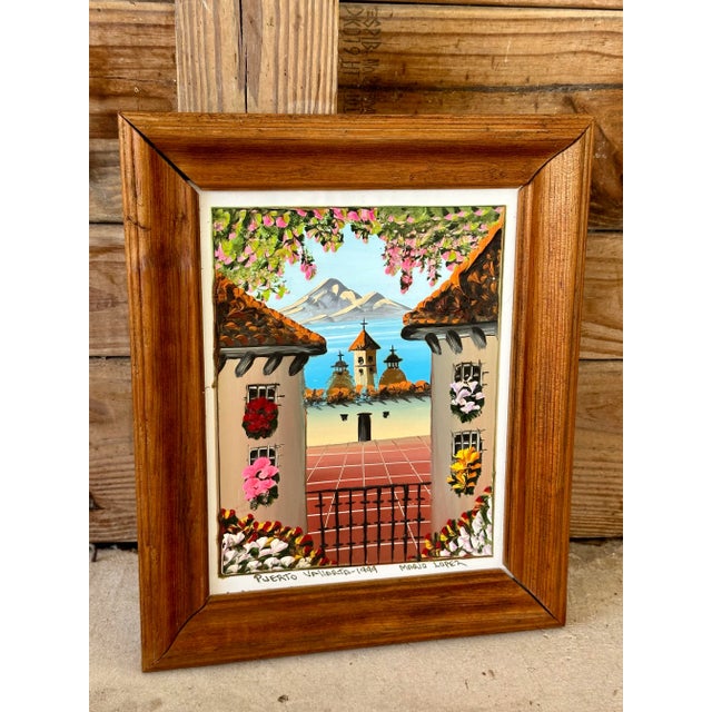 “Puerto Vallarta” Vibrant Landscape Framed Oil Painting by Mario Lopez Torres For Sale - Image 11 of 11