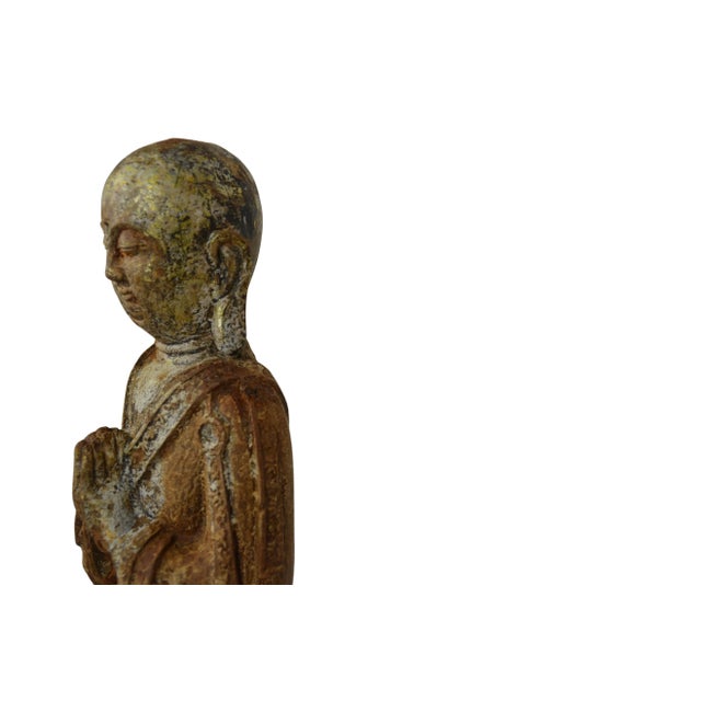 Pair of Asian Cast Iron Buddha Figures For Sale - Image 4 of 7