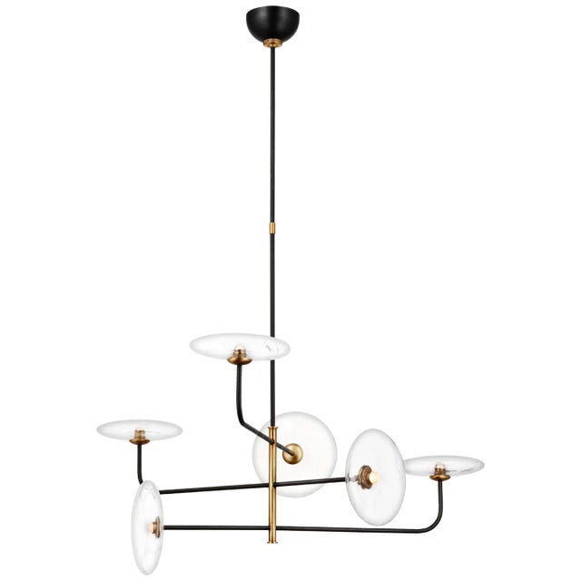 Ian K. Fowler for Visual Comfort Signature Calvino Large Arched Chandelier in Aged Iron & Hand-Rubbed Antique Brass with Clear Glass For Sale