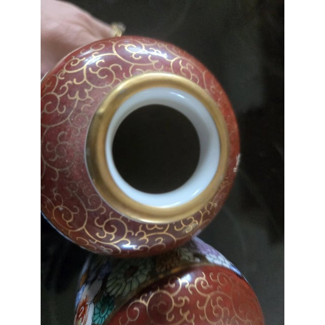 Vintage Kutani Japanese Porcelain Bud Vases-Set of 2 For Sale - Image 4 of 7