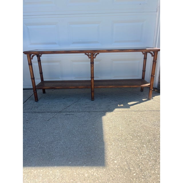 Ornamental & Decorative Materials Vintage Faux Bamboo Console Table For Sale - Image 7 of 9