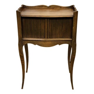 Louis XV Style Beech Bedside Table with Curtains, 1950s For Sale