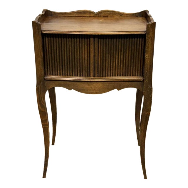 Louis XV Style Beech Bedside Table with Curtains, 1950s For Sale