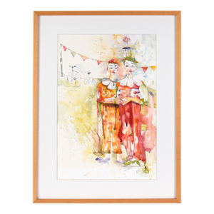 "Sacred Arts" - Figurative Harlequin Clown Watercolor on Heavy Paper by Sefla Joseph