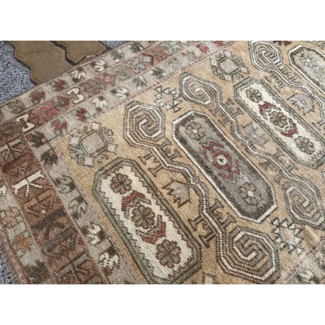 Turkish Vintage Camel Wool Rug For Sale - Image 9 of 11