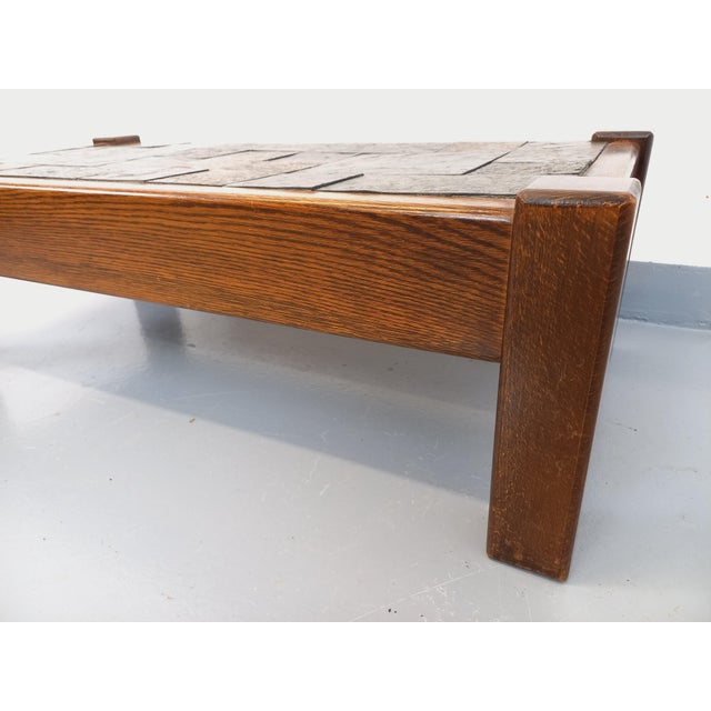 Vintage Brutalist Coffee Table in Oak and Slate, 1960s For Sale - Image 14 of 16