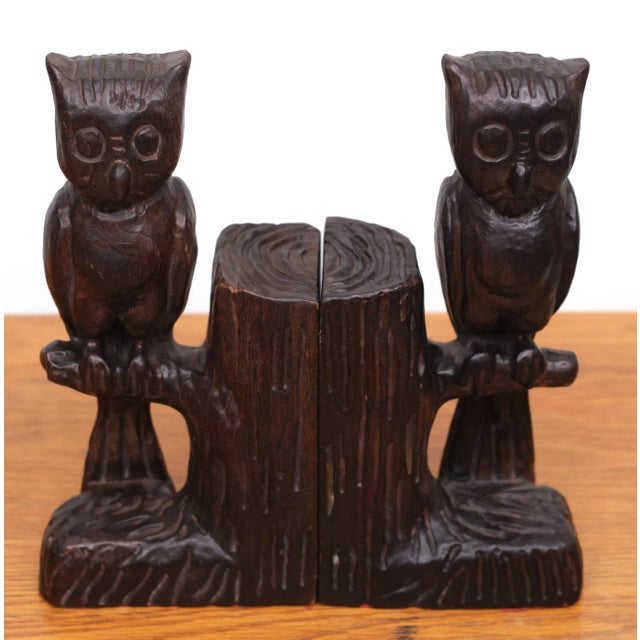 Very nice hand carved wooden owls. 1960s, Spain.