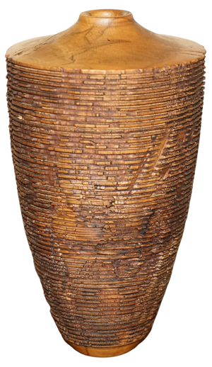 Large Ornately Hand Carved Wooden Vase