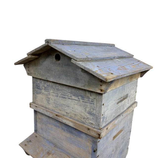 Blue Antique French Blue Wooden Beehive, 1890s For Sale - Image 8 of 15