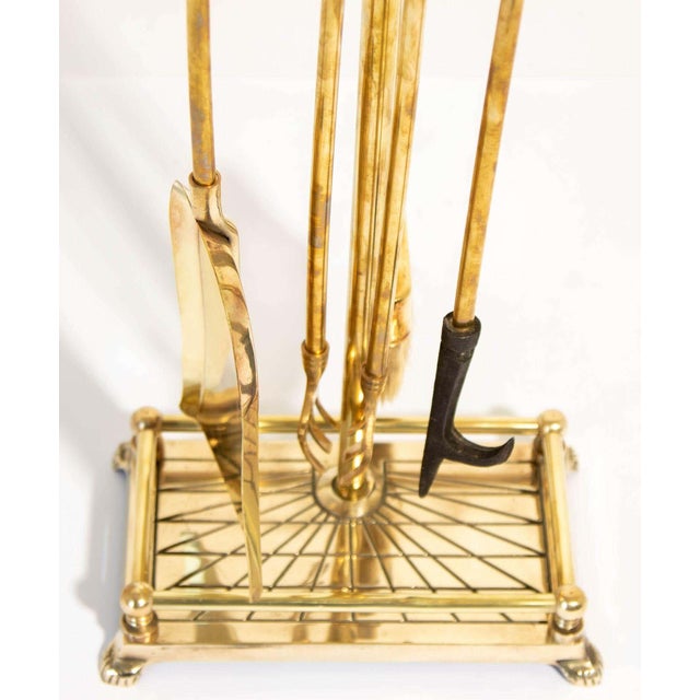 Brass Vintage French Solid Brass Duck Head Fireplace Tool Set, Maison Jansen Style, 19 For Sale - Image 8 of 17