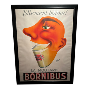 1950s La Moutarde Bornibus Original Vintage Large French Advertising Poster 54x69 Inches