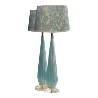 Vintage Italian Murano Glass Table Lamps - a Pair For Sale