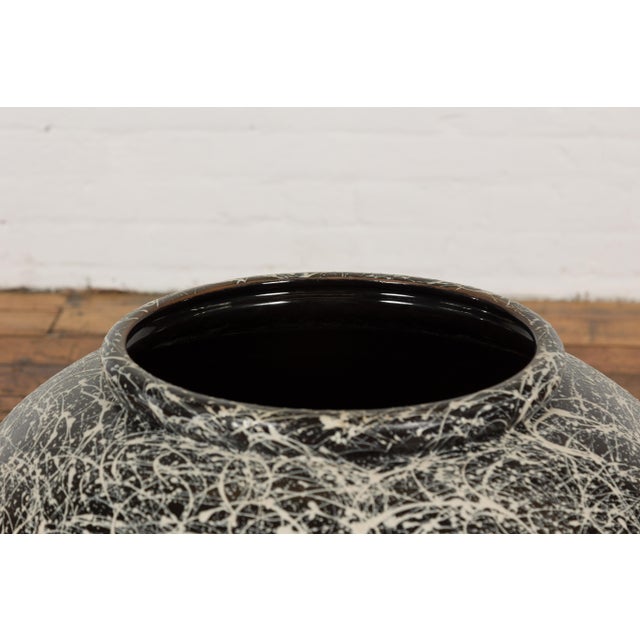 Prem Collection Artisan Made Black and White Planter with Dripping Décor For Sale In New York - Image 6 of 12