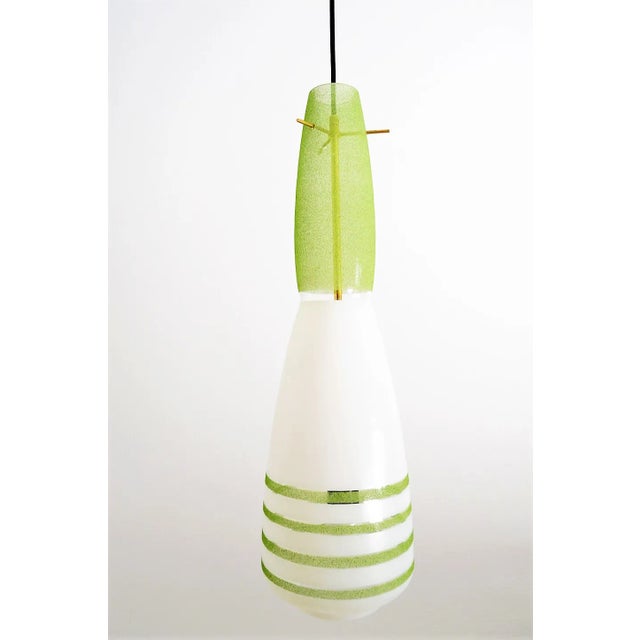 Italian Green Glass Lamp with Brass, 1960s For Sale - Image 6 of 12