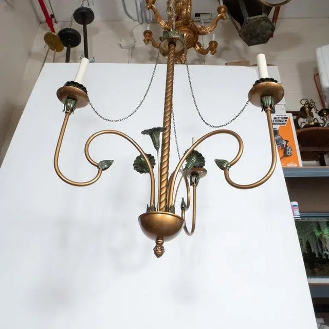 Vintage Curvilinear Painted Metal Chandelier For Sale - Image 4 of 13