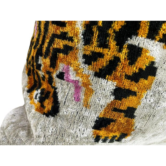 Boho Chic Velvet Silk Lumbar Cushion Cover with Rainbow Design, 2000s For Sale - Image 3 of 11