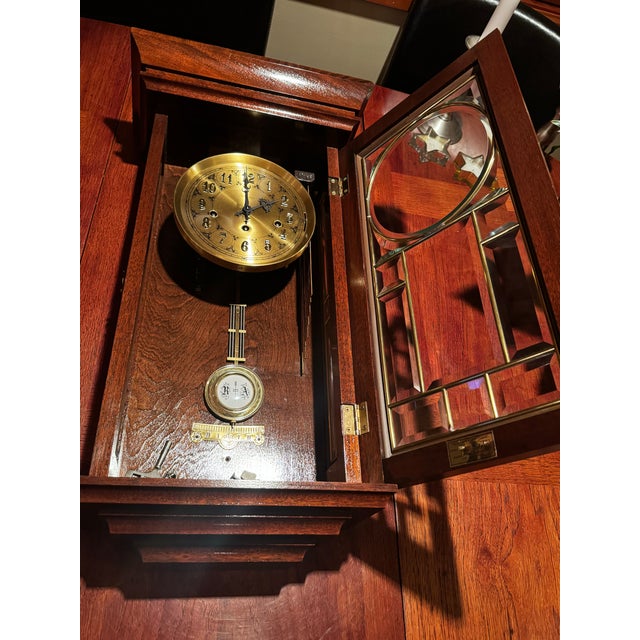 Late 20th Century Vintage Ansonia “Gold Medallion” Model 830 Triple Chime Wall Clock For Sale - Image 5 of 12