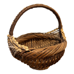 Vintage Handwoven Buttocks Basket With Wrapped Handle – Small Appalachian Basket
