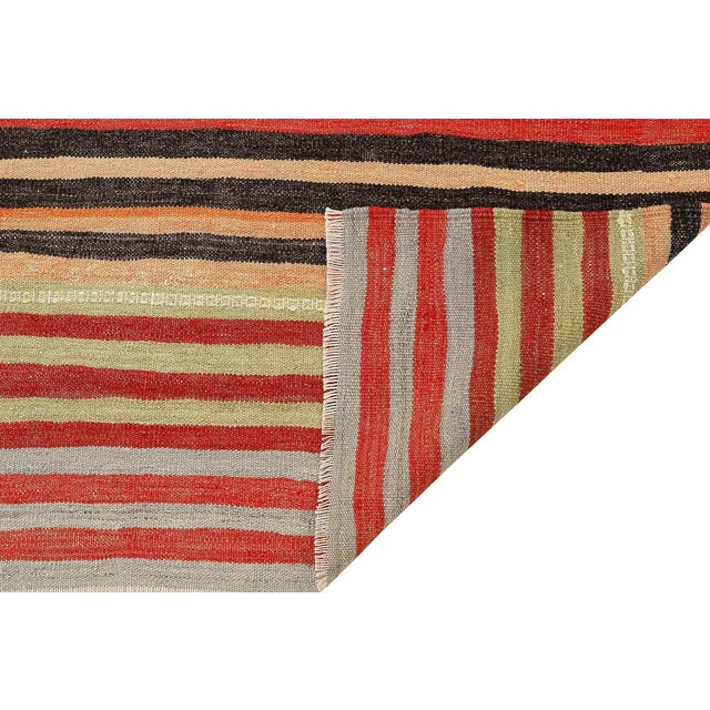 Mid 20th Century Mid 20th Century Decorative Turkish Vintage Striped Kilim For Sale - Image 5 of 7