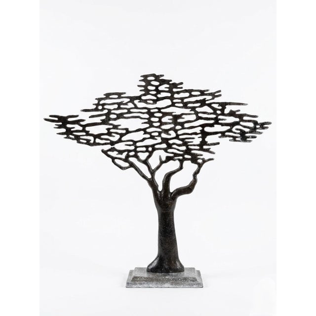 2000 - 2009 Large Brutalist Cast Metal Acacia Tree Sculpture For Sale - Image 5 of 11