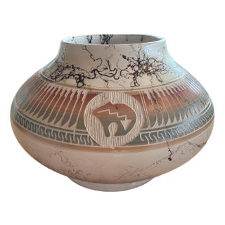 Donovan Thompson Signed Studio Pottery Vase Navajo Southwestern 5.5" x 9" For Sale