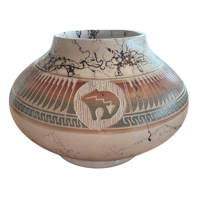 Donovan Thompson Signed Studio Pottery Vase Navajo Southwestern 5.5" x 9" For Sale