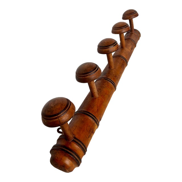 Early 1900s French Faux Bamboo Five Peg Coat/Hat Rack For Sale
