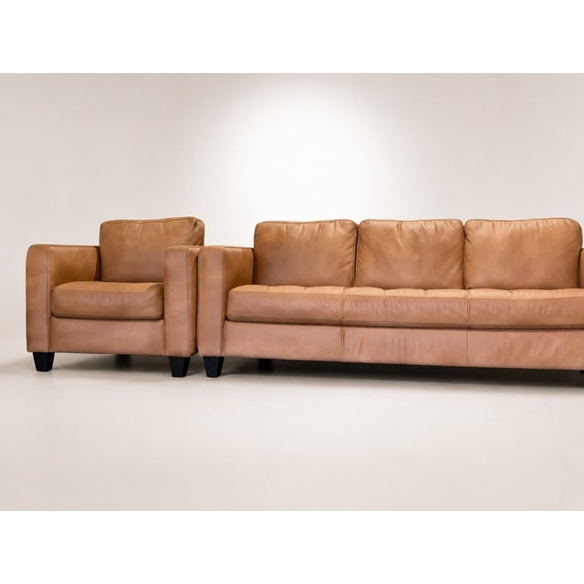 Loom Golden Light Leather Sofa & Lounge Chair Set Special Edition For Sale In Miami - Image 6 of 11