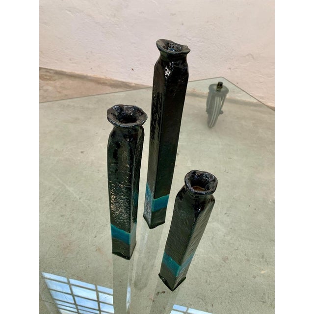 1970s Raku Ceramic Vases, 1970s, Set of 3 For Sale - Image 5 of 9