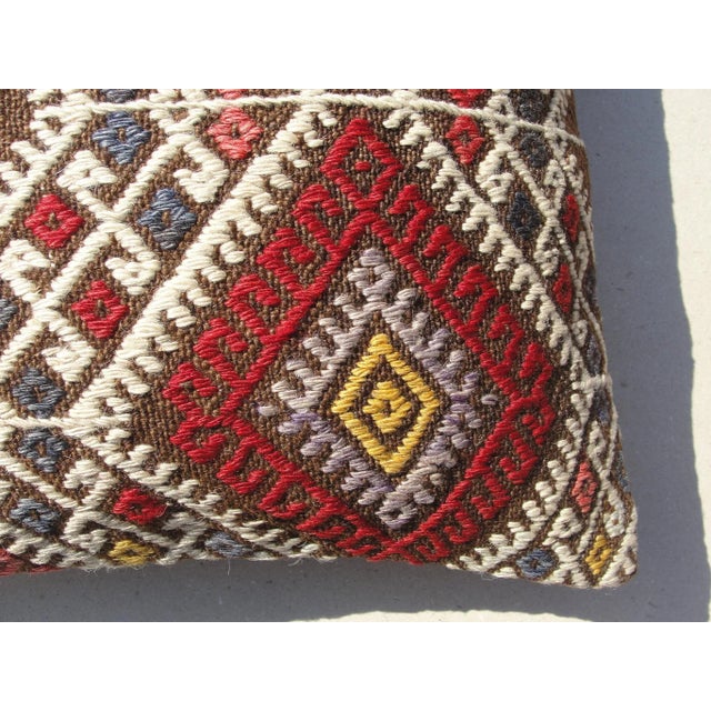 1970s Kilim Rug Pillow Cover 16" For Sale - Image 5 of 9