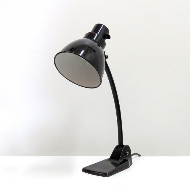 wonderful, articulate Bauhaus table/task lamp with adjustable head by Gebr. Jacobus, Germany, 1940, in enameled metal with...
