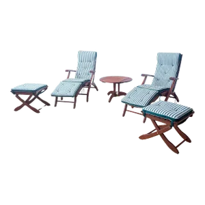 Tricomfort Made in France SOLID Rosewood Lounge Chairs Ottomans Coffee Table - 5 Piece Set