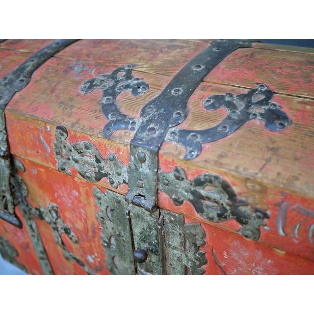 Antique Painted Chest, 1704 For Sale - Image 13 of 18