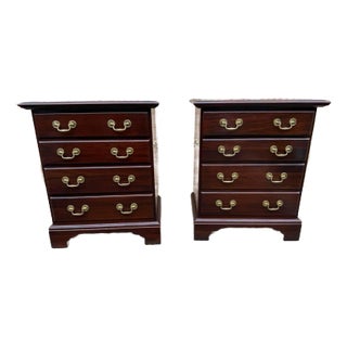 Pair of Vintage Georgian Style Dark Mahogany Nightstands/ Bachelor Chests For Sale