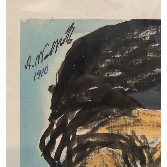 Modern Abraham Walkowitz, Modernist Watercolor Painting, Portrait of a Man, Judaica Rabbi, 1910 For Sale - Image 3 of 3