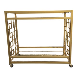 Greek Key Gold Bar Cart For Sale