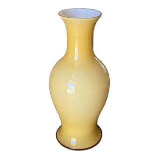 J. Robert Scott Hand Blown Venetian Glass Baluster Vase in Yellow Ochre For Sale