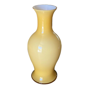 J. Robert Scott Hand Blown Venetian Glass Baluster Vase in Yellow Ochre