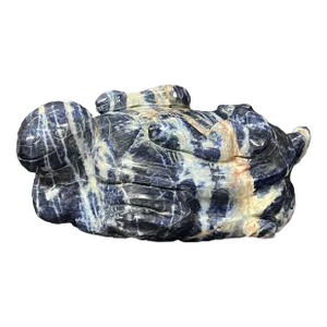 Vintage Chinese Art Carved Solid Blue and White Lapis Lazuli Stone Turtle With Snake Sculpture