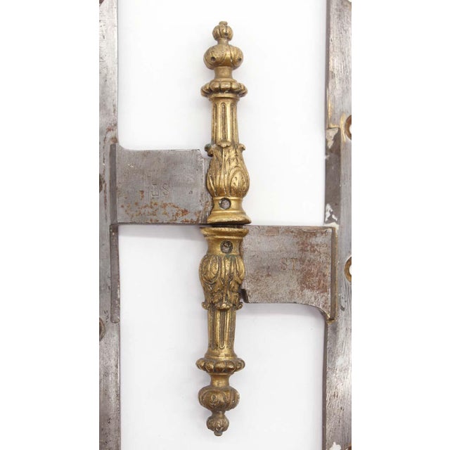 Traditional Pair of Vintage 9.875 X 6 Ornate Brass Steel Olive Door Hinges For Sale - Image 3 of 7