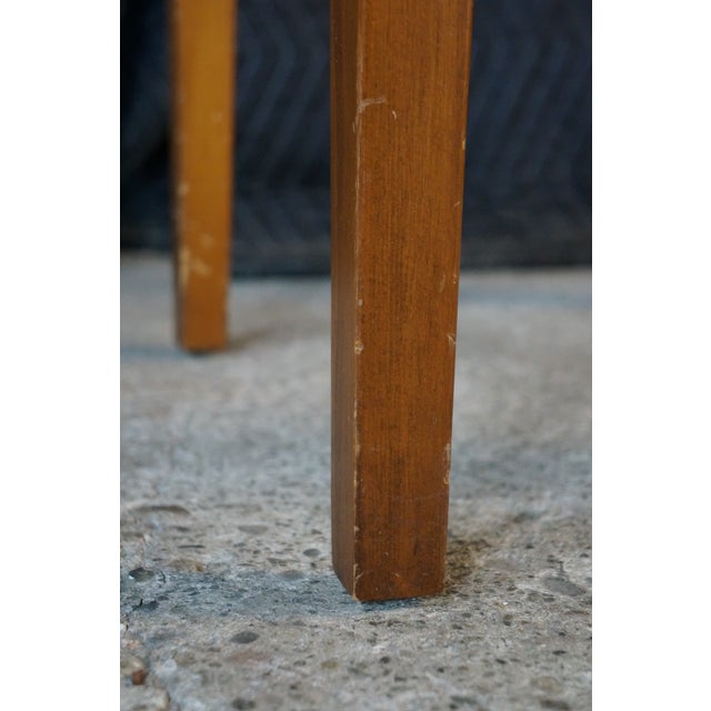Wood Antique Early American Sheraton Style Oak Farmhouse Side Work Table W/ Drawer For Sale - Image 7 of 15