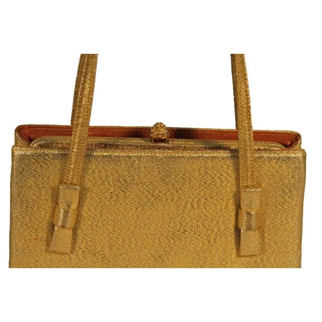 Vintage 50’s After Five Gold Lame Evening Purse For Sale In Portland, ME - Image 6 of 8