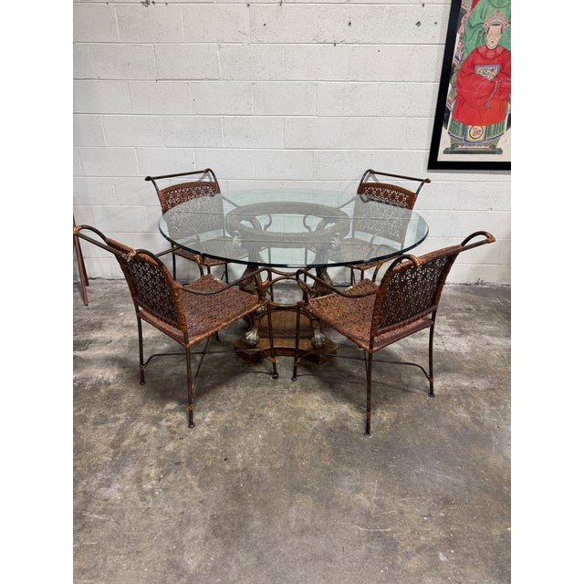 Coastal Vintage Wicker Dining Center Table For Sale - Image 9 of 10