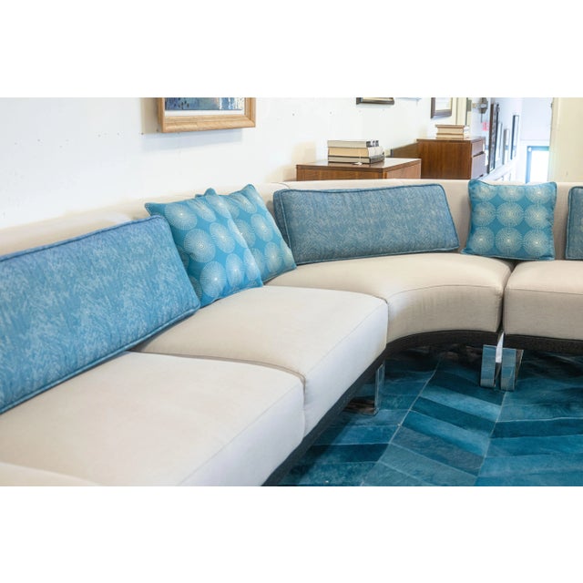 Dellarobbia Della Robbia Sodeo Contemporary Modern 3 Piece Chrome & Wood Grey Sectional Sofa For Sale - Image 4 of 8