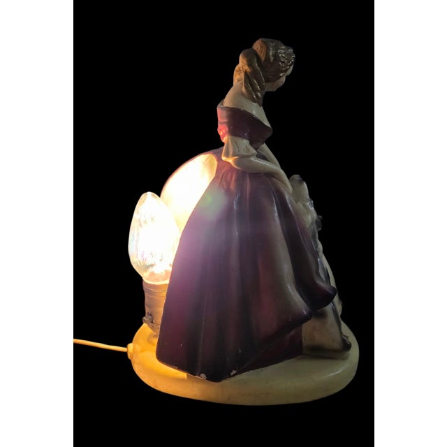 Ivory Vintage Mid-Century Modern Italian Figural Ceramic Lamp With Borzoi Dogs – Working Table Lamp For Sale - Image 8 of 12