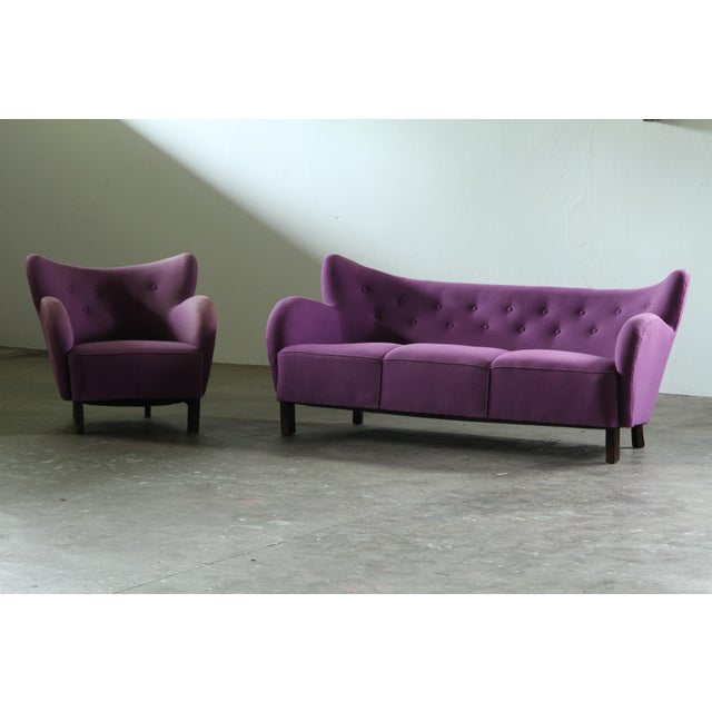 Brown Danish Club Sofa by Fritz Hansen & Flemming Lassen, 1930s For Sale - Image 8 of 18