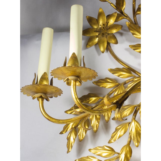 Mediterranean Tole Flower Basket Lighting Sconce For Sale - Image 3 of 6